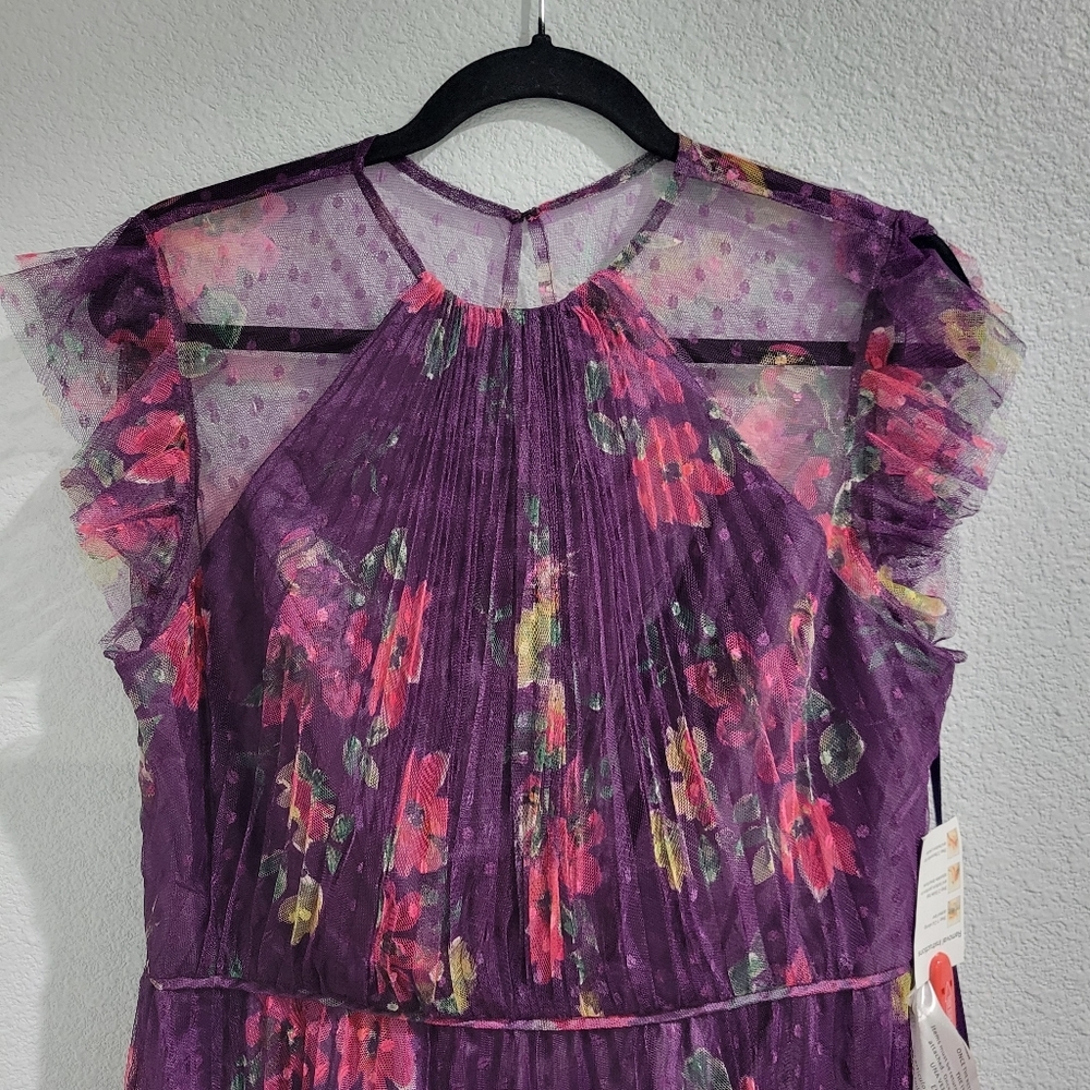 MAC DUGGAL 2143  Floral Flutter Sleeve Midi Dress NWT Size 4 - Picture 7 of 12